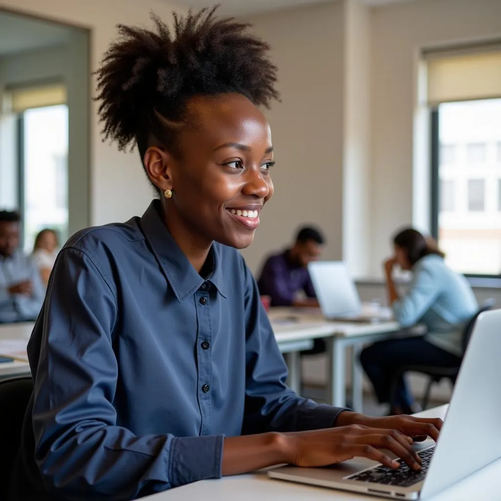 AIMS Ghana Alumna Abena working as a data scientist