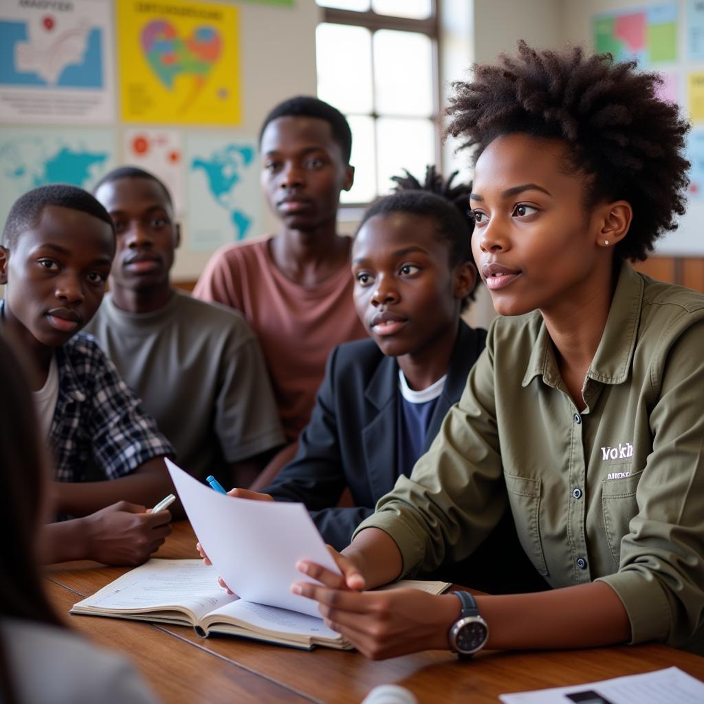 African teenagers attending a health workshop