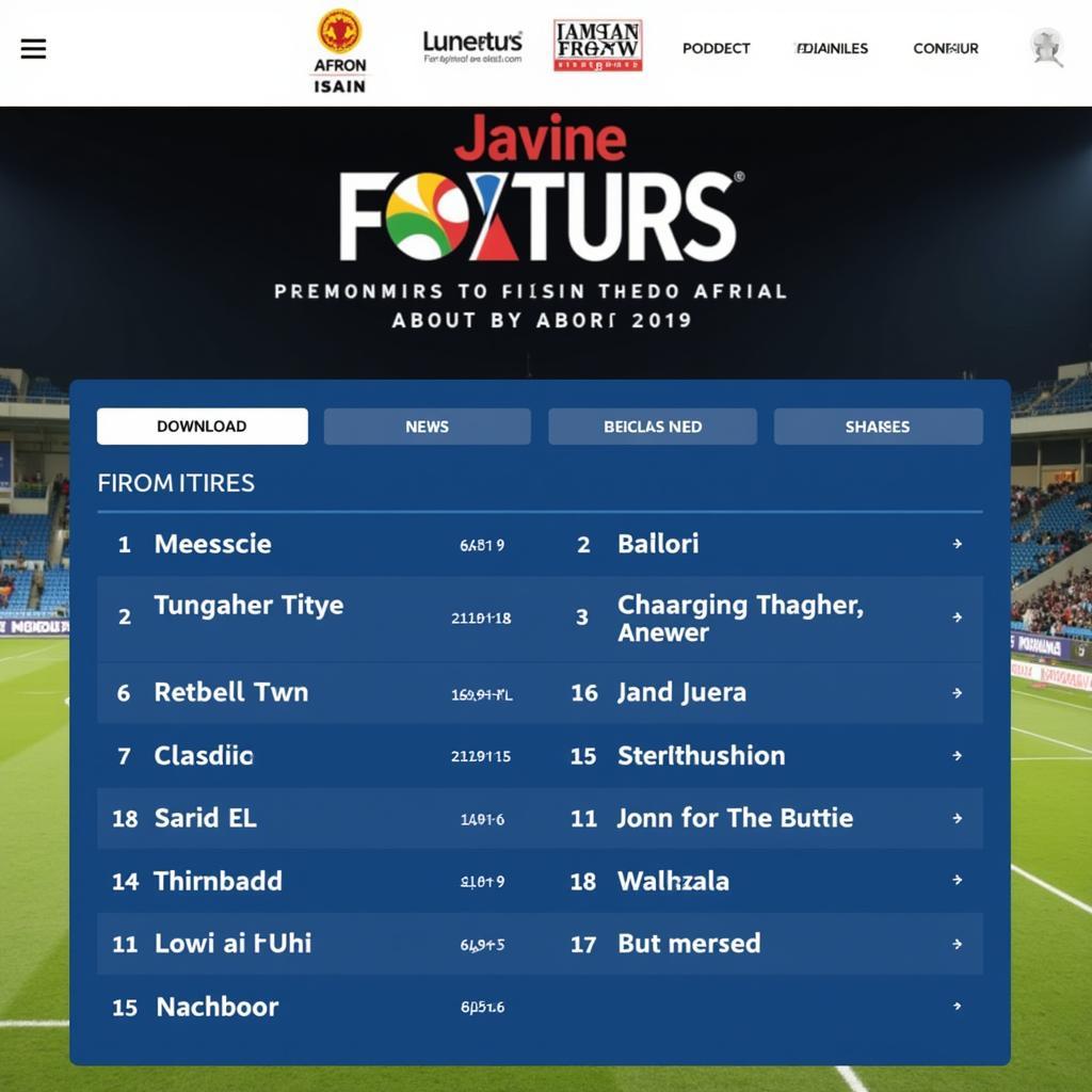 AFCON Website Fixtures Download