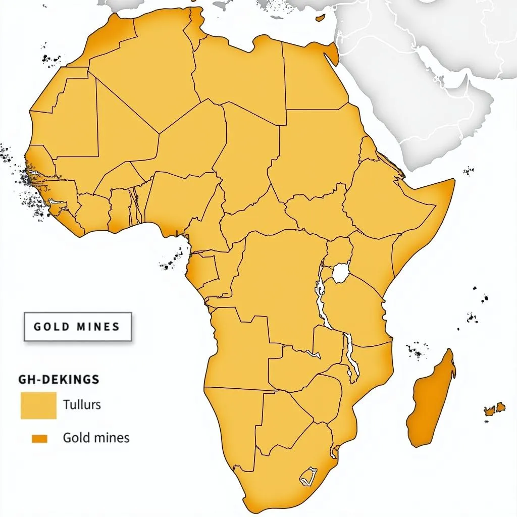 Map showing gold mines across Africa