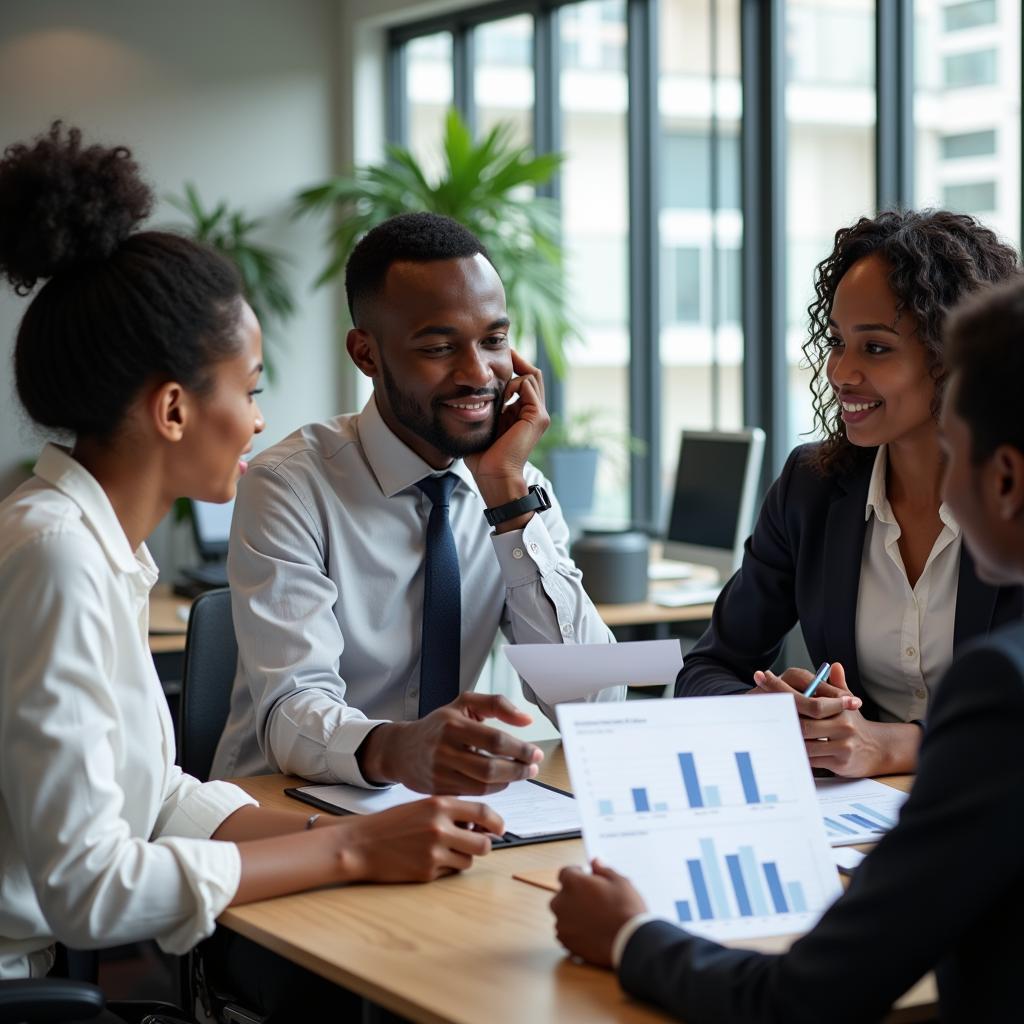 African Accounting Professionals Discussing Financial Reports