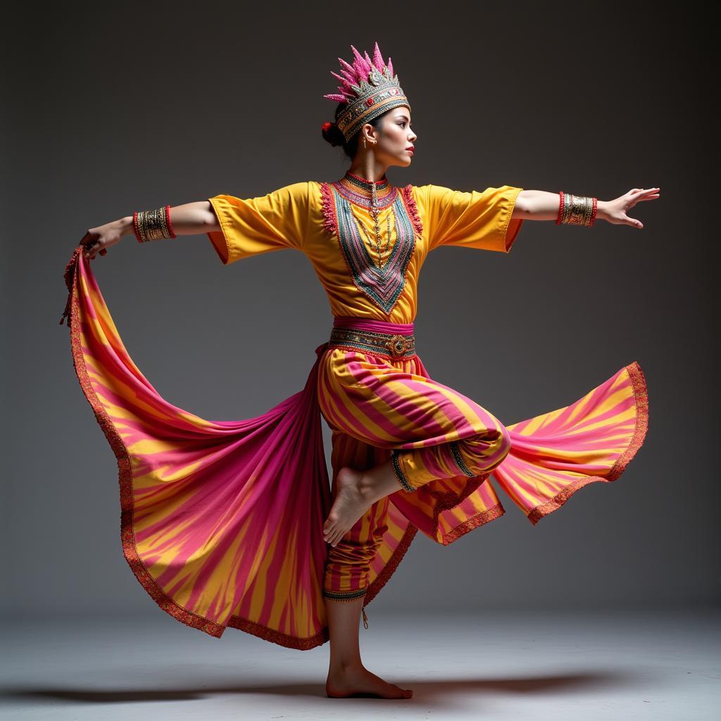 An African acrobat balancing on one hand while spinning