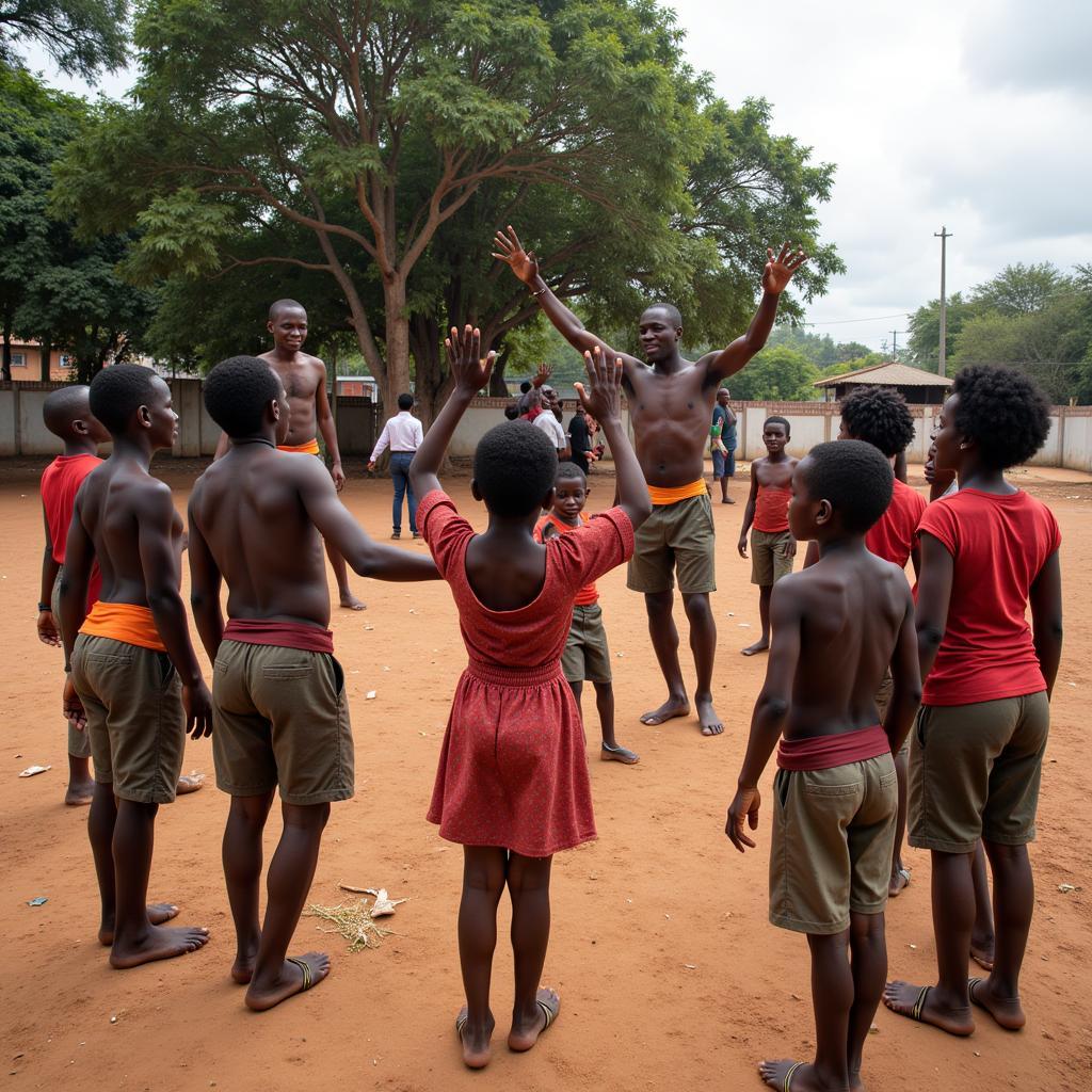 African acrobats conducting a workshop in Chennai 