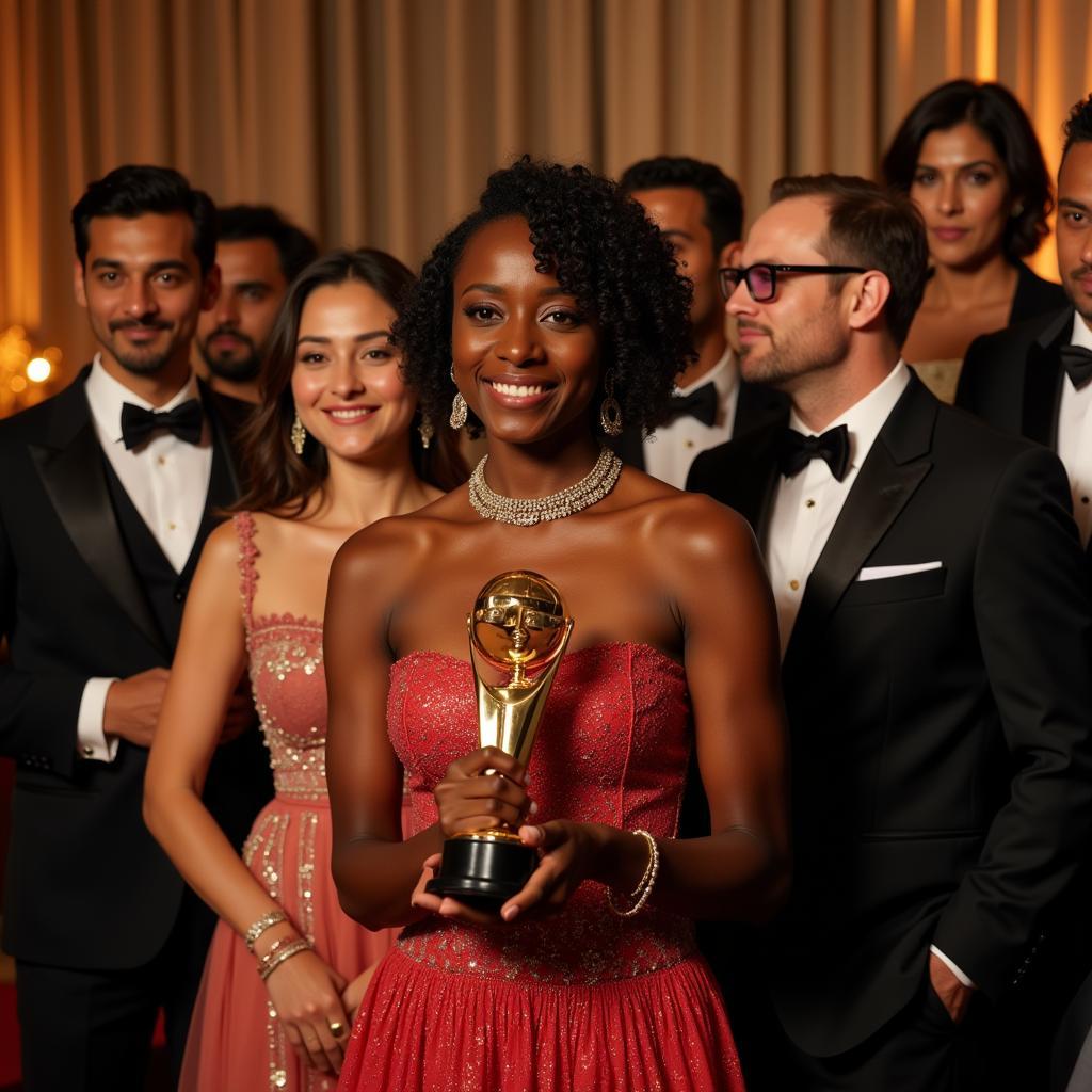 African Actors at a Bollywood Awards Ceremony