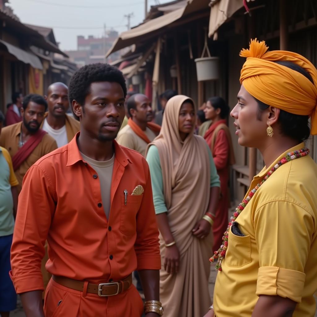 African Actors in a Bollywood Film Scene