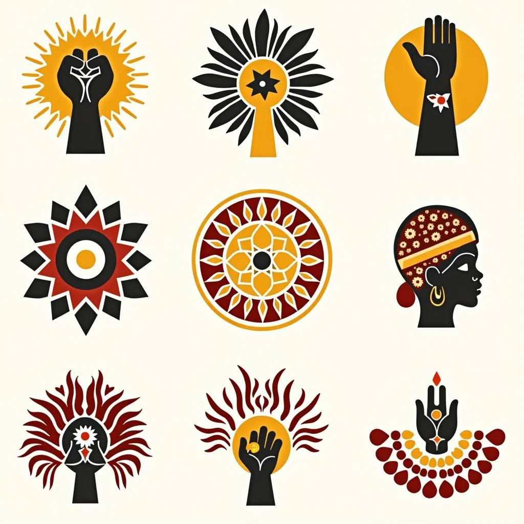 Diverse collection of African Adwasi logo icons