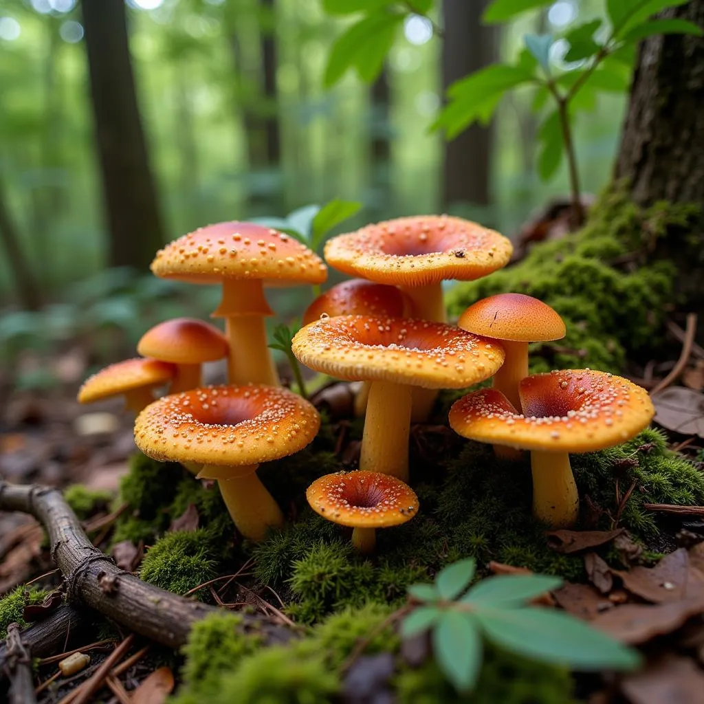 African agaric fungi thriving in a lush forest