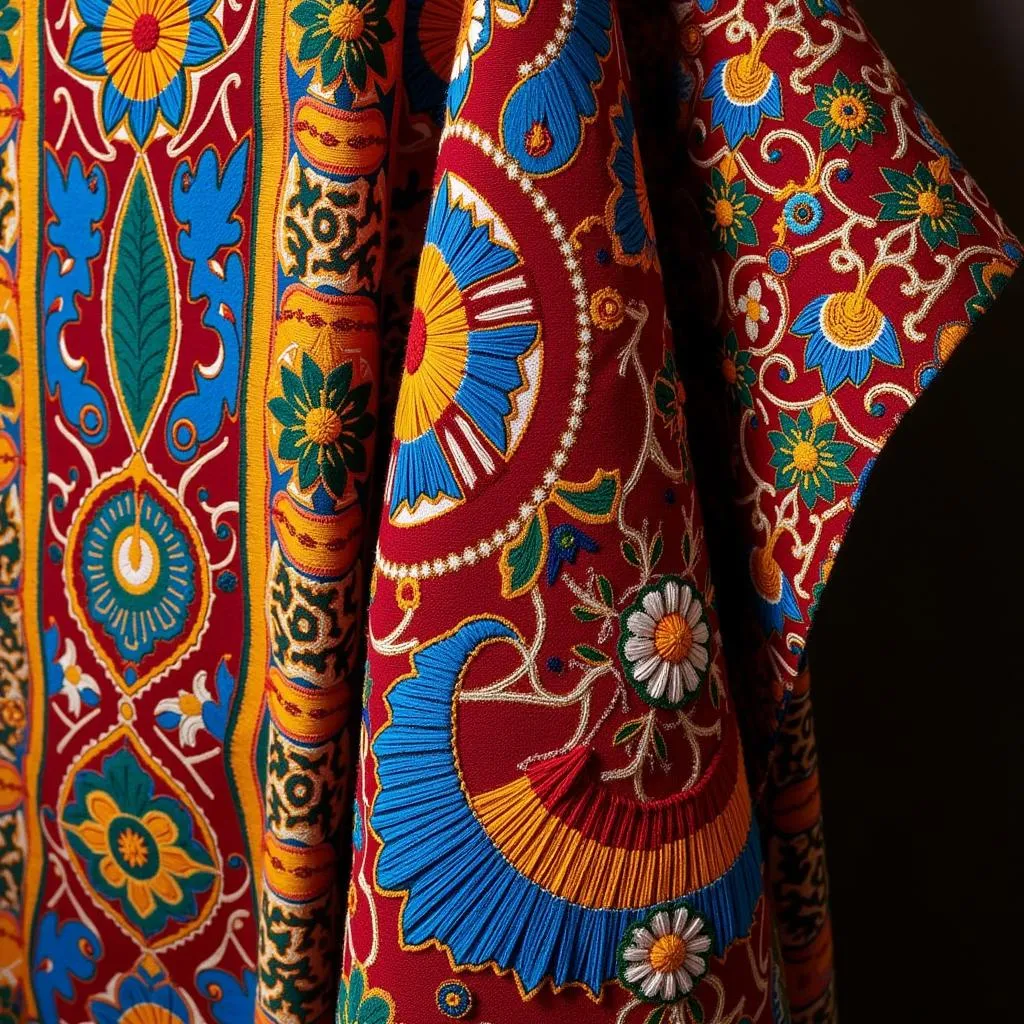 Close-up of intricate embroidery on an agbada