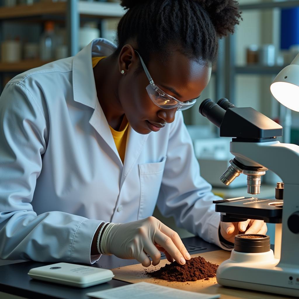 Researcher Analyzing Soil Samples in Lab