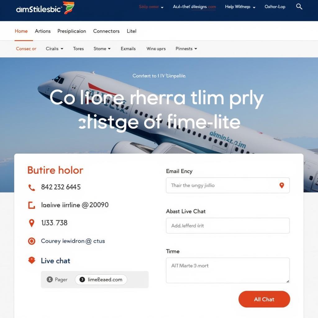 African Airline Website Contact Page