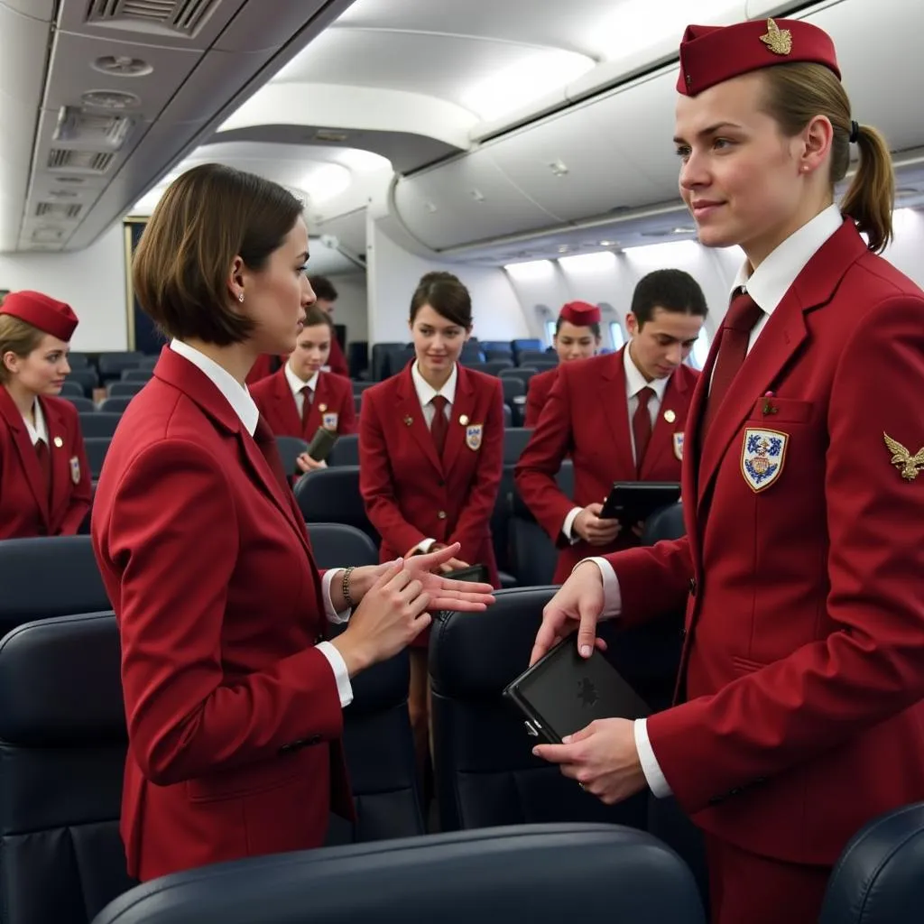 African airlines flight attendant training in progress