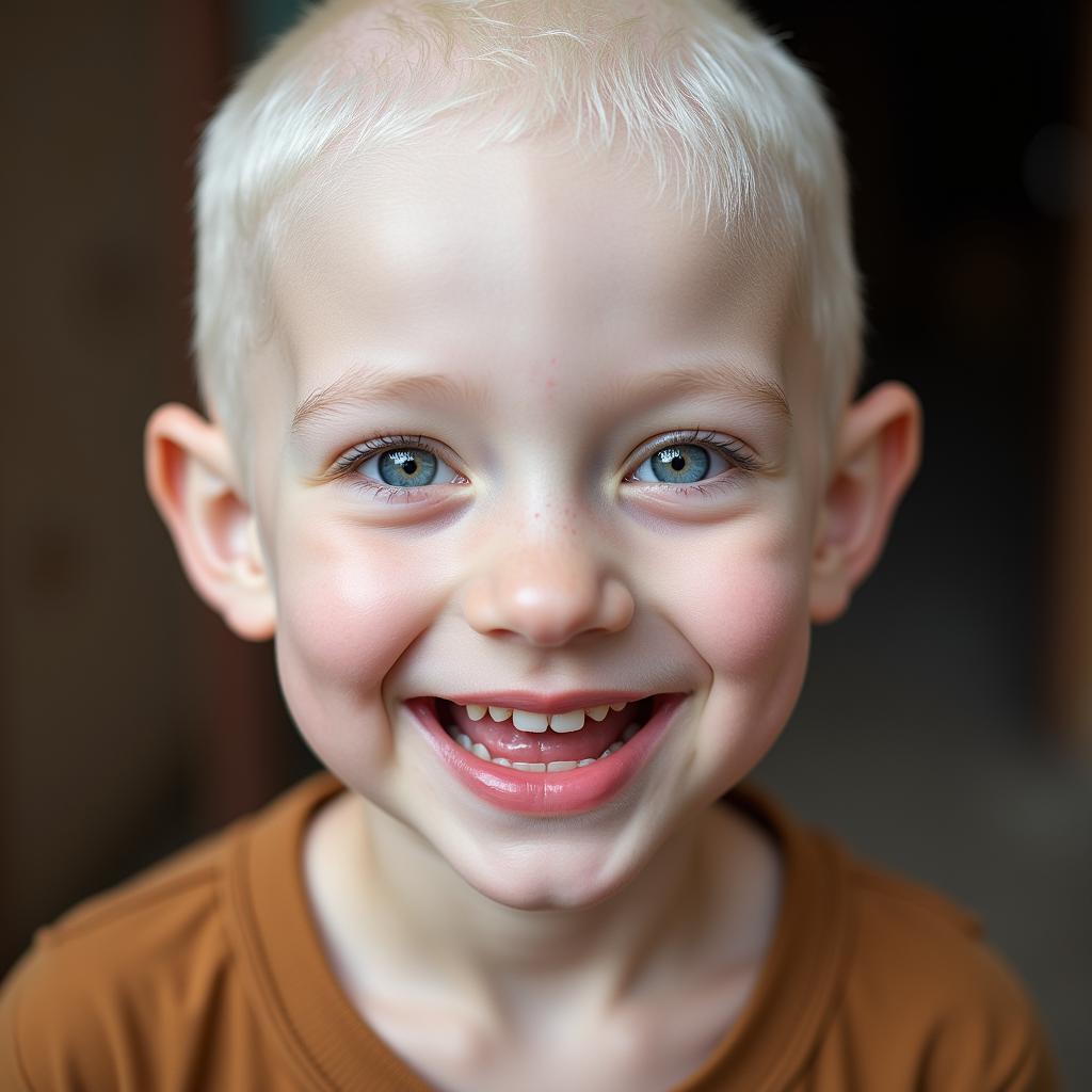 African child with albinism smiling brightly