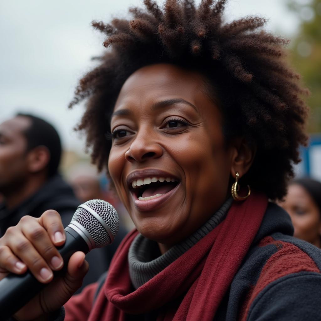 African American Activist Addressing a Rally