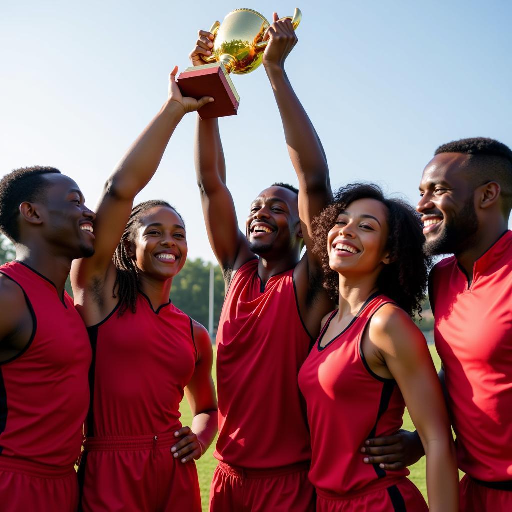 African American Athletes Celebrating Victory