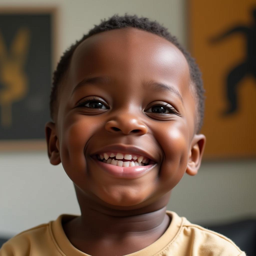 Smiling African American baby boy