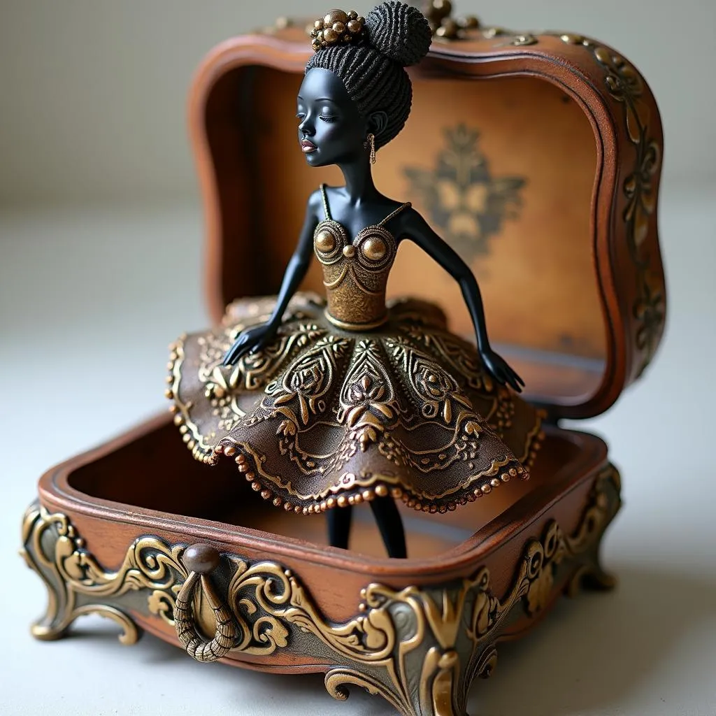 African American ballerina jewelry box with intricate details