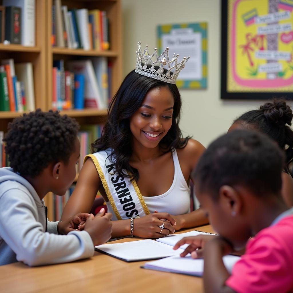 African American Beauty Queen Engaging in Community Outreach