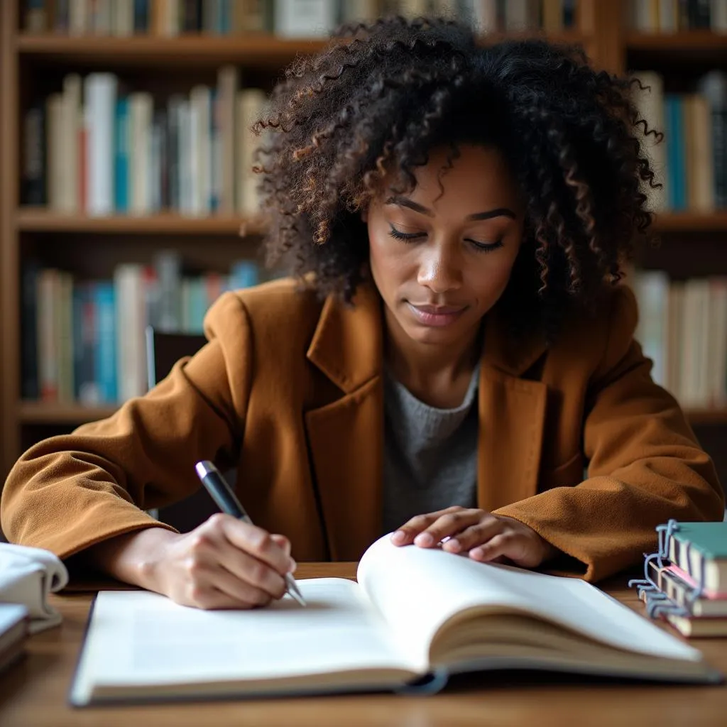 African American Book Editor at Work