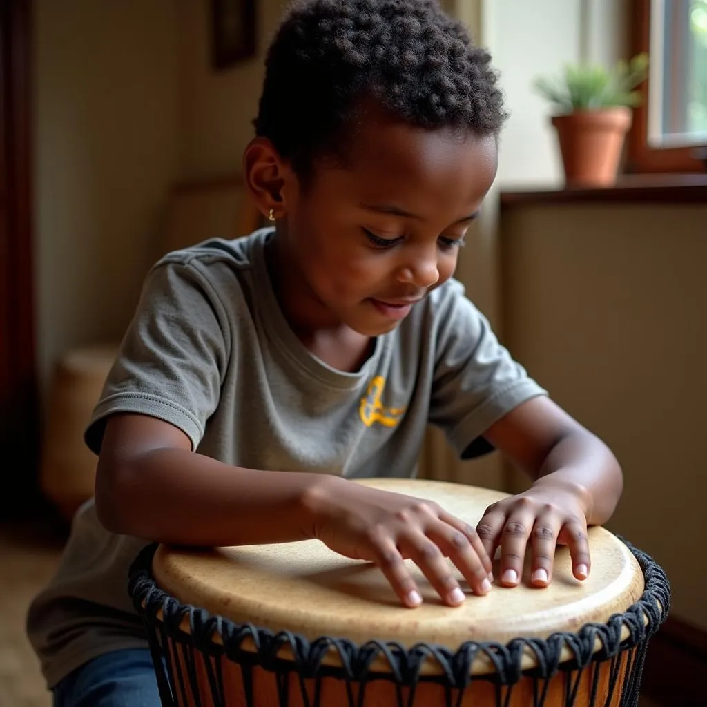 Young Boy Expressing Himself Through Music