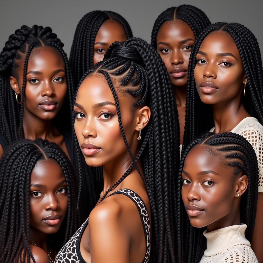 Women showcasing intricate braided hairstyles