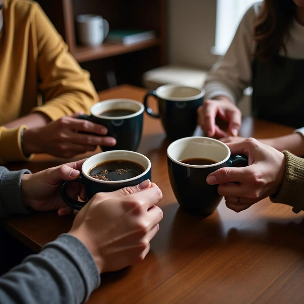 A group of friends enjoying coffee together