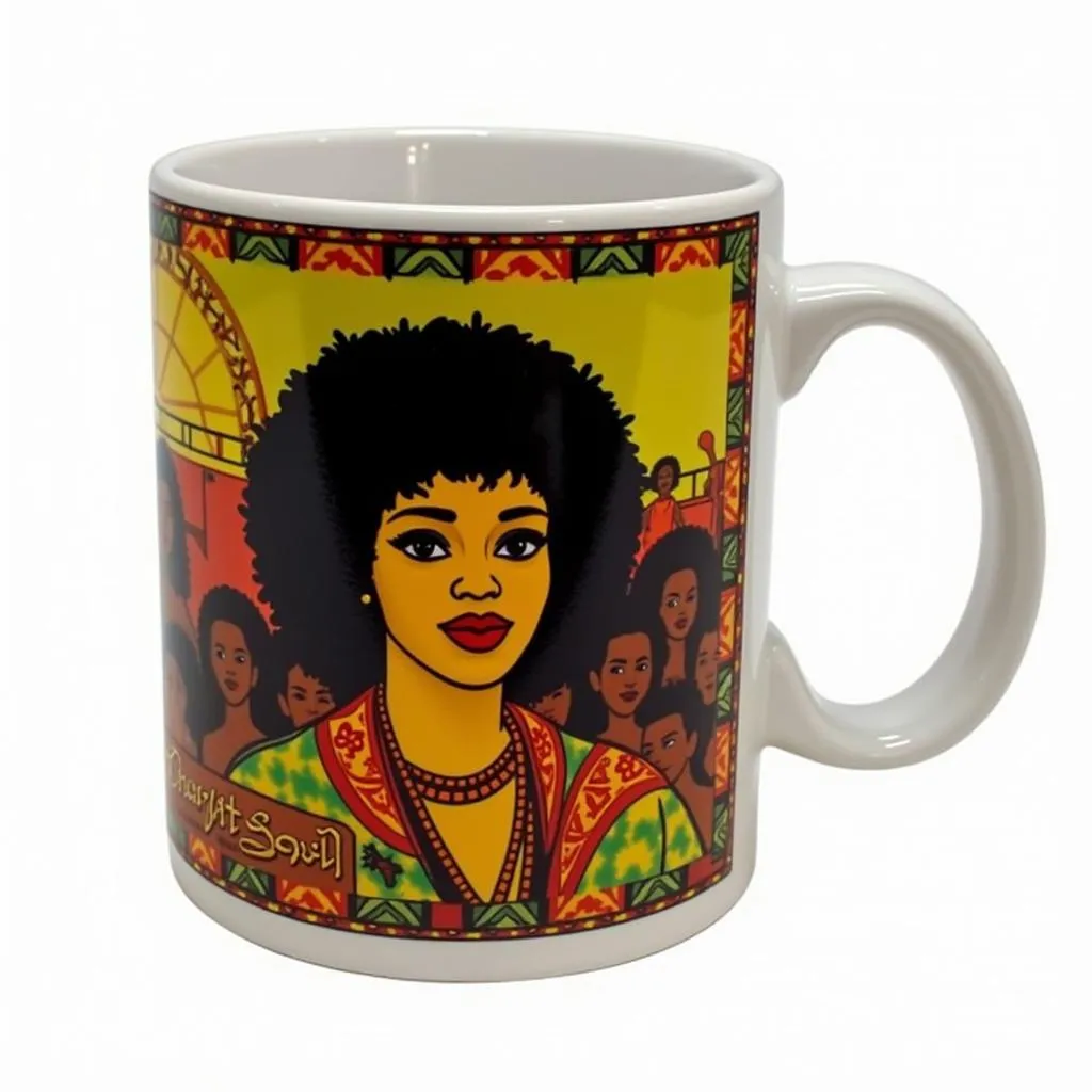 African American coffee mug with intricate designs