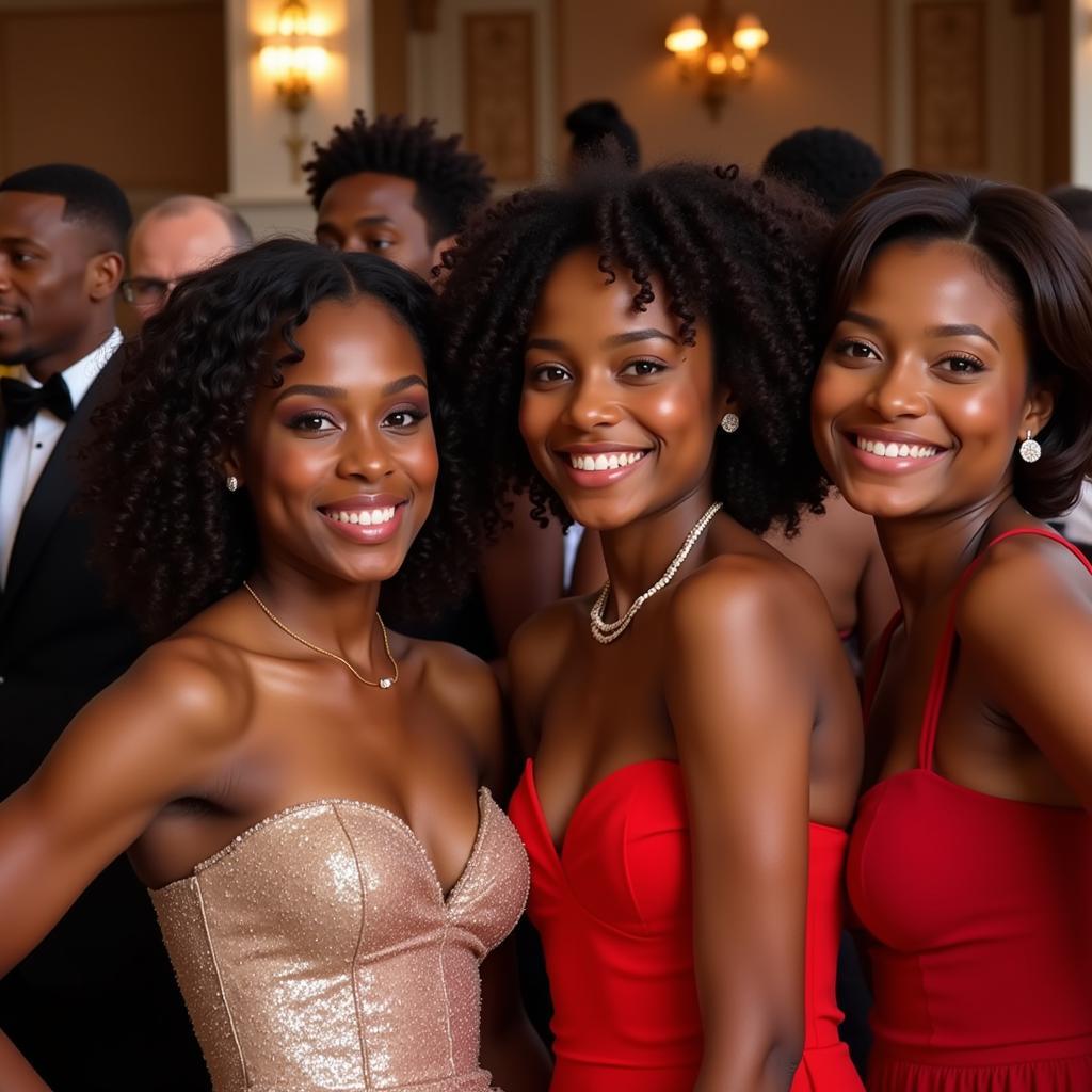 Group of African American Teens in Formal Wear at a Cotillion Event