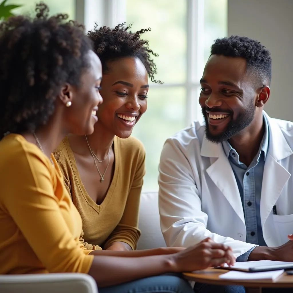 African American Couple Consulting with Fertility Specialist