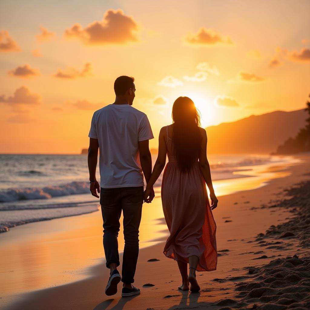 Couple Walking on the Beach