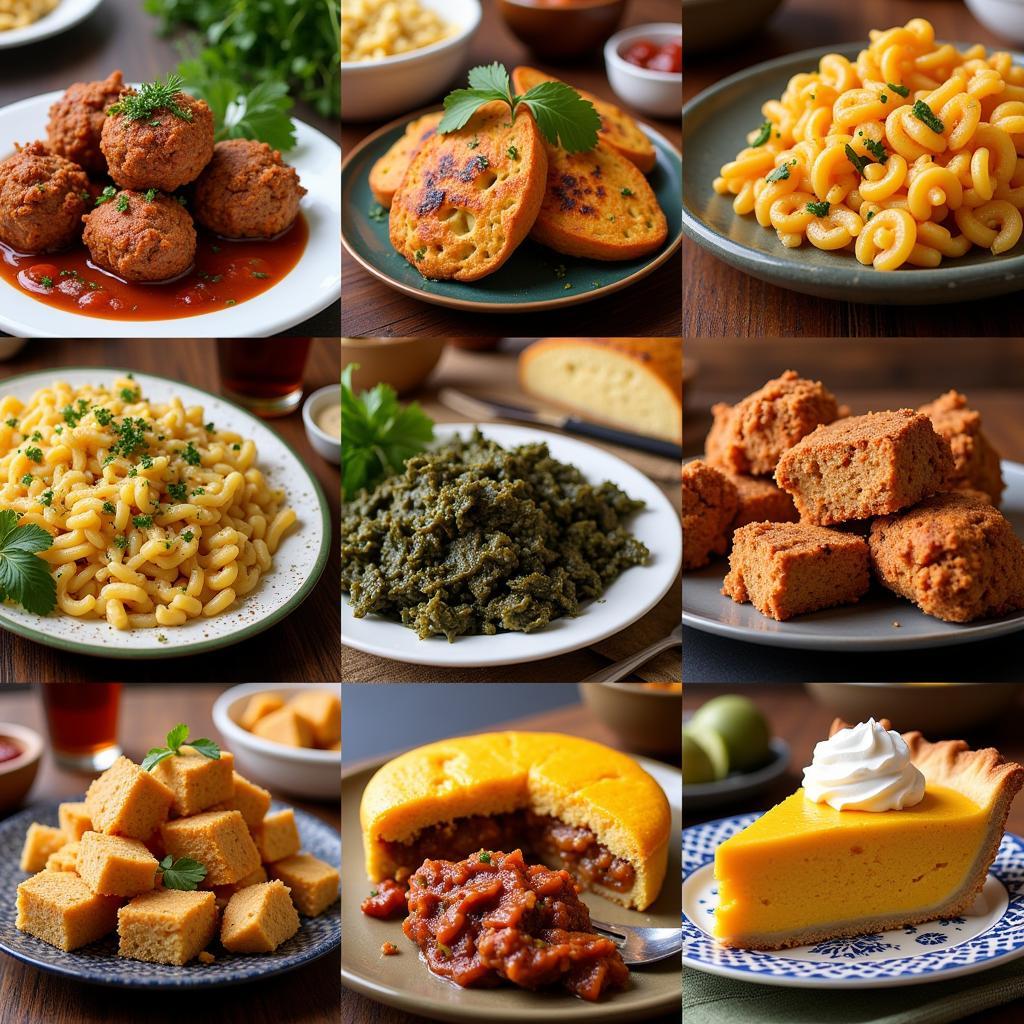 A Colorful Spread of African American Dinner Dishes