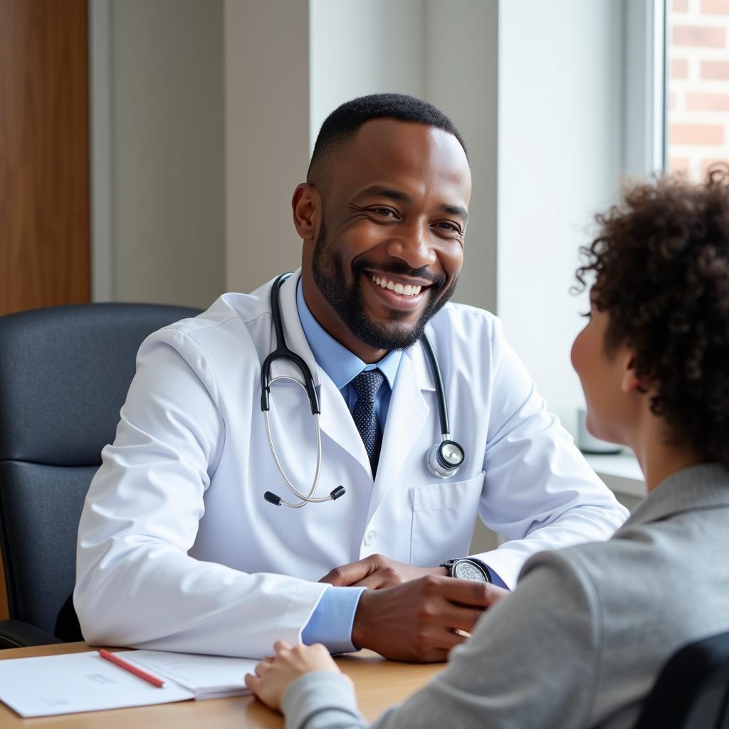 African American doctor consulting with a patient