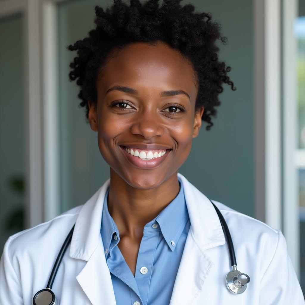 African American doctor with a warm and welcoming smile