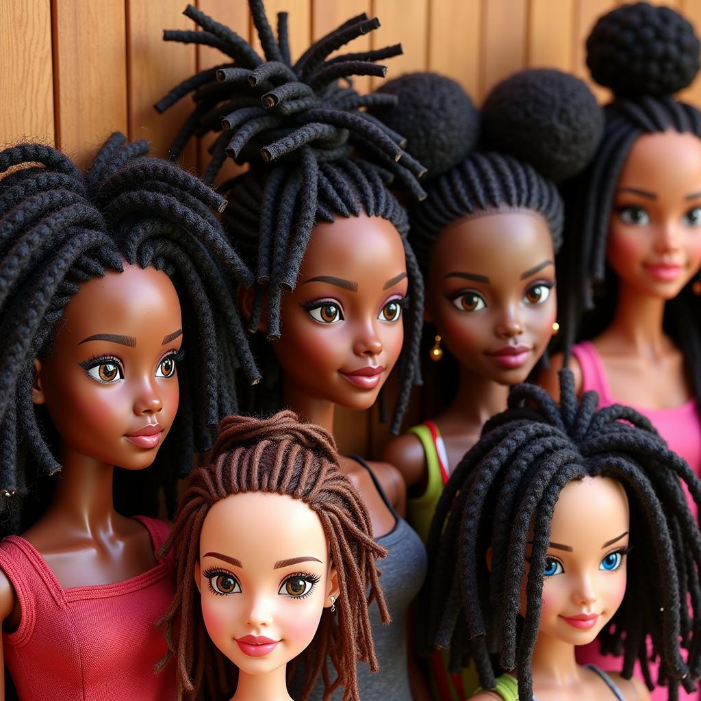 Variety of Dreadlock Styles on African American Dolls