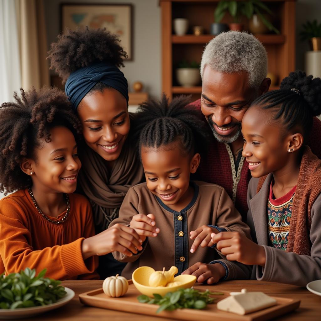 African American Family Celebrating Heritage