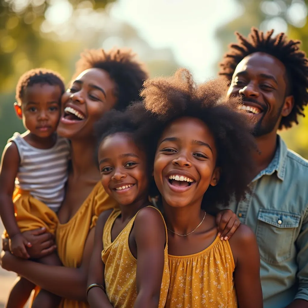 African American Family Celebrating Juneteenth