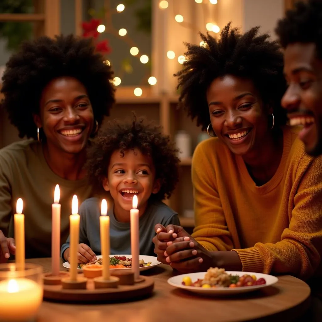 Family celebrating Kwanzaa