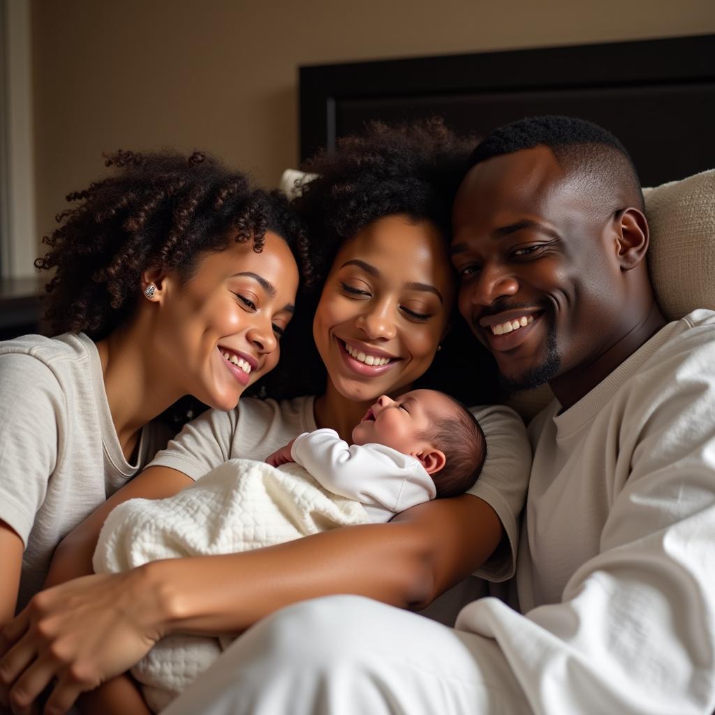 African American Family Celebrating New Baby