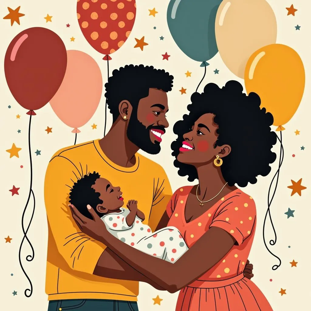 African American Family Celebrating With Baby