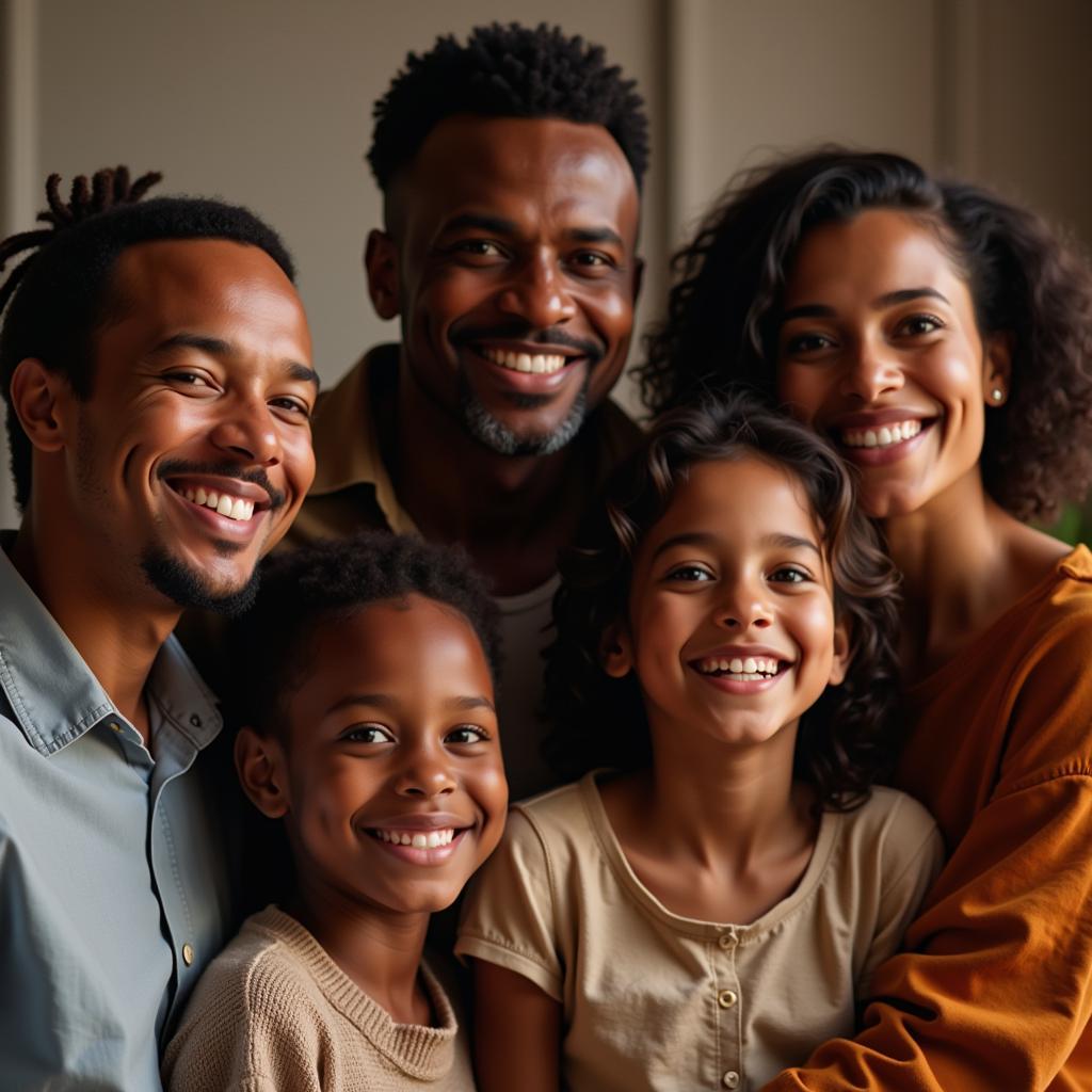 African American family expressing gratitude