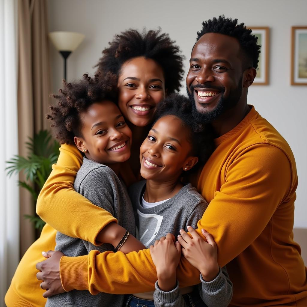 African American Family Embracing