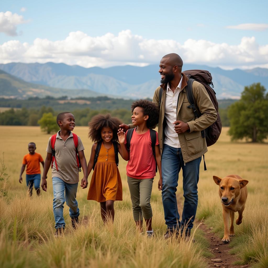 An African American family exploring Tanzania