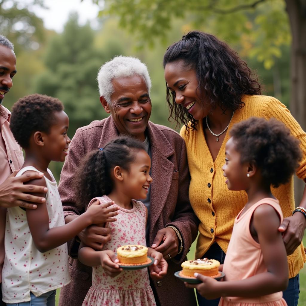 African American family gathering for a celebration