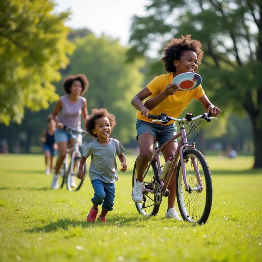 African American Family Engaging in Healthy Lifestyle Activities