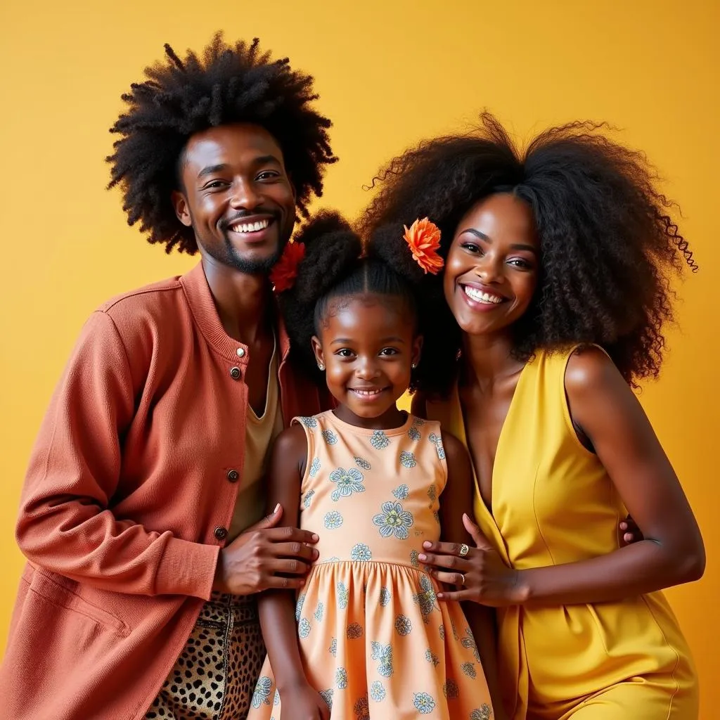 African American Family in Catalog Clothing