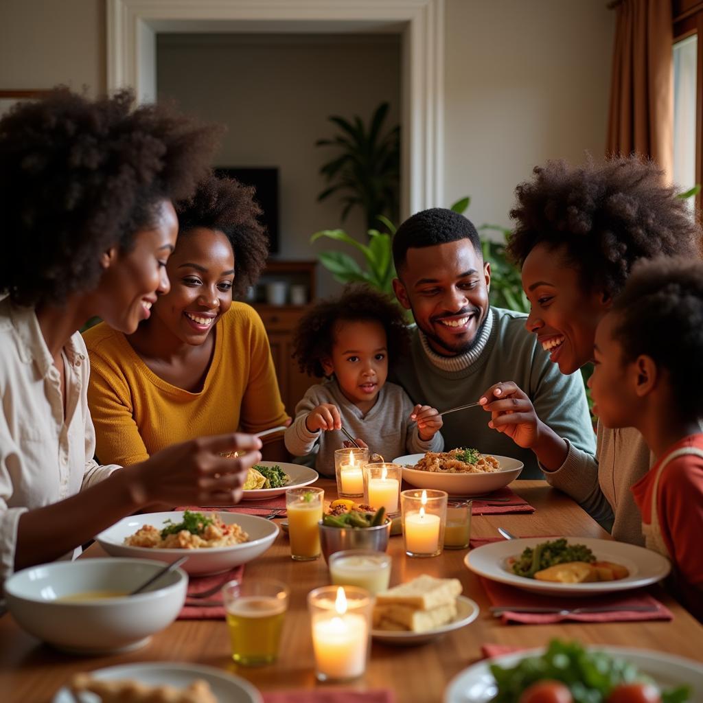 Family Enjoying a Traditional African American Meal