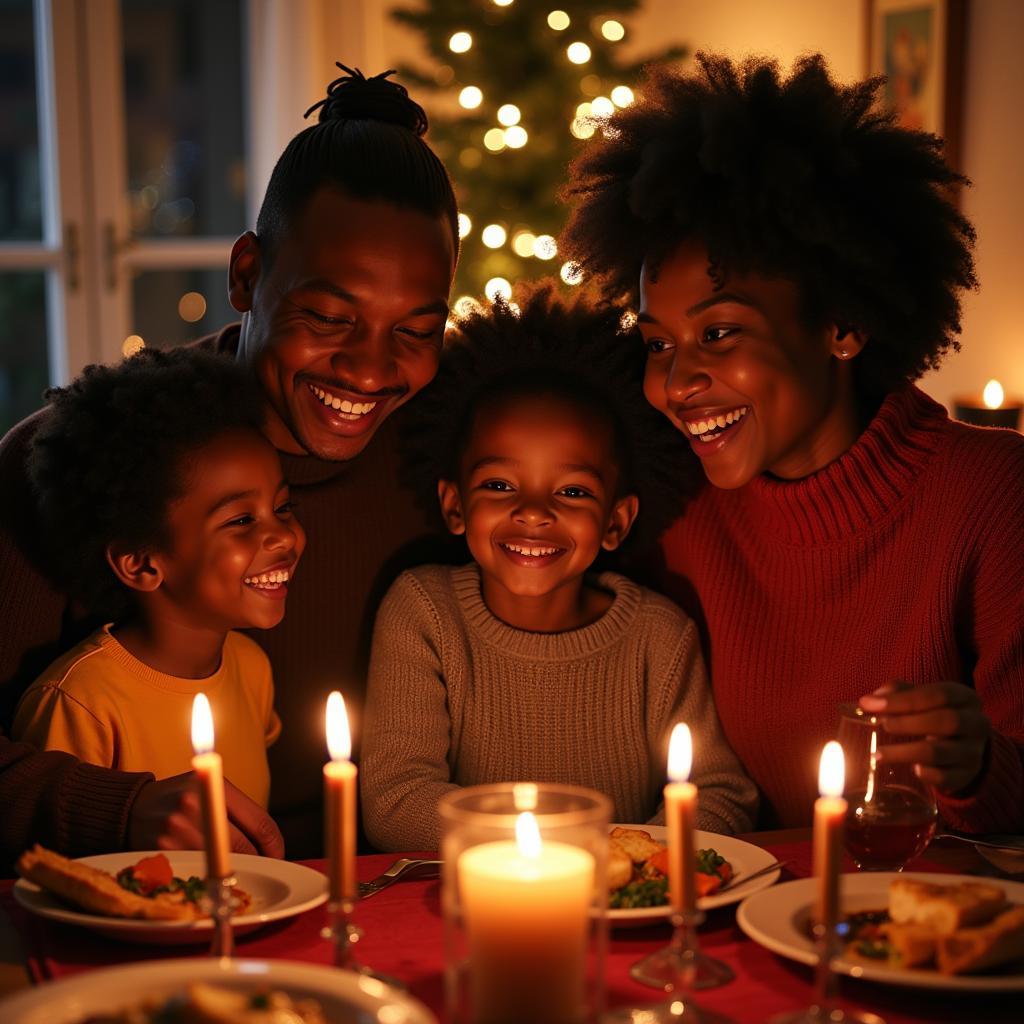 Family celebrating Kwanzaa