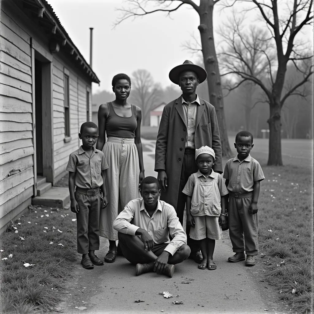 African American family on a cotton plantation in the 1800s