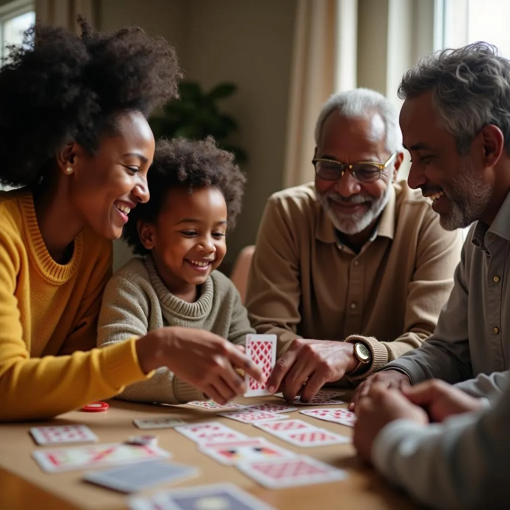 Family playing cards