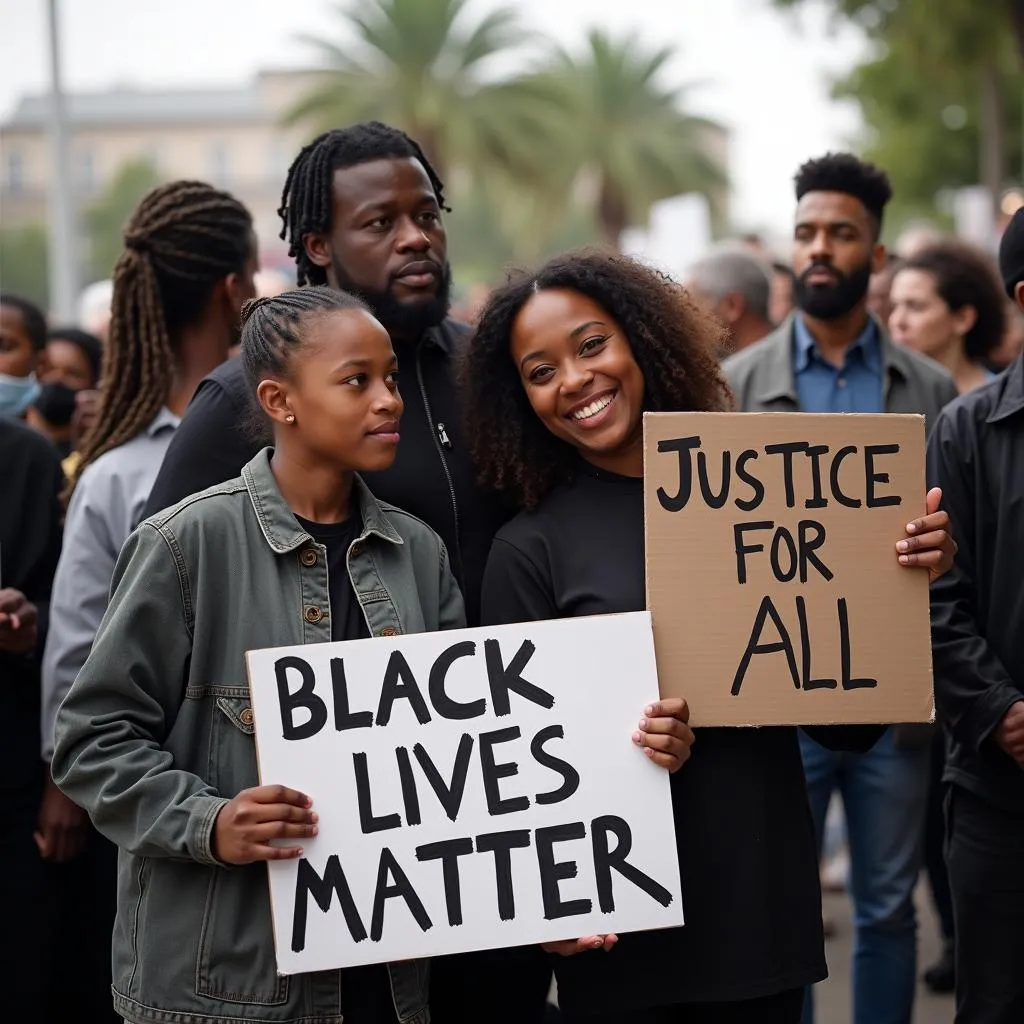 African American Family Protesting Police Brutality