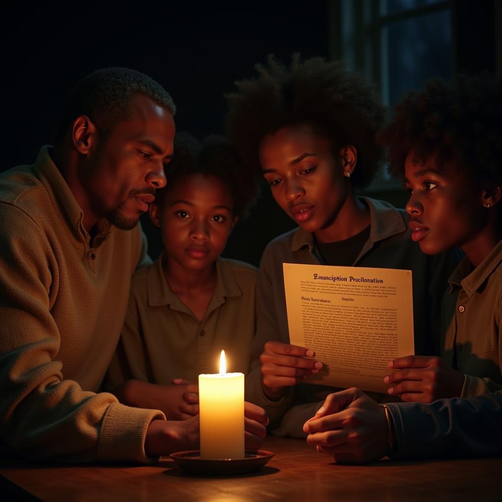 African American Family Reading the Emancipation Proclamation